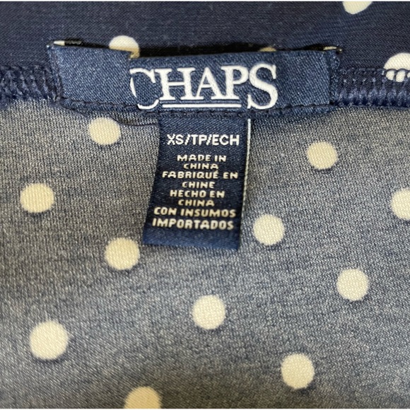 Chaps, navy with white polka dots skirt, size XS , 95% polyester, 5% elastane. - Picture 2 of 3